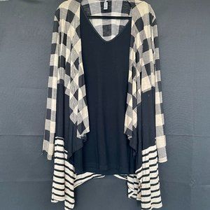 EUC Black & Cream/Tan, Plaid & Stripe Cover/Kimono